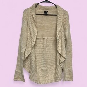 rue21 Womens XL Cream/Tan Open Cardigan Sweater Flared‎ Hem Long Sleeved